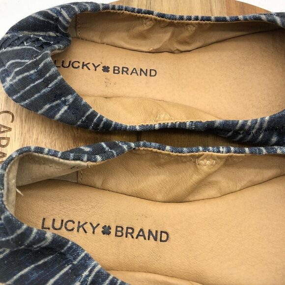 Lucky Brand Emmie Ballet Flats Womens 6 Blue Stripe Slip On Shoes Casual - Picture 5 of 9